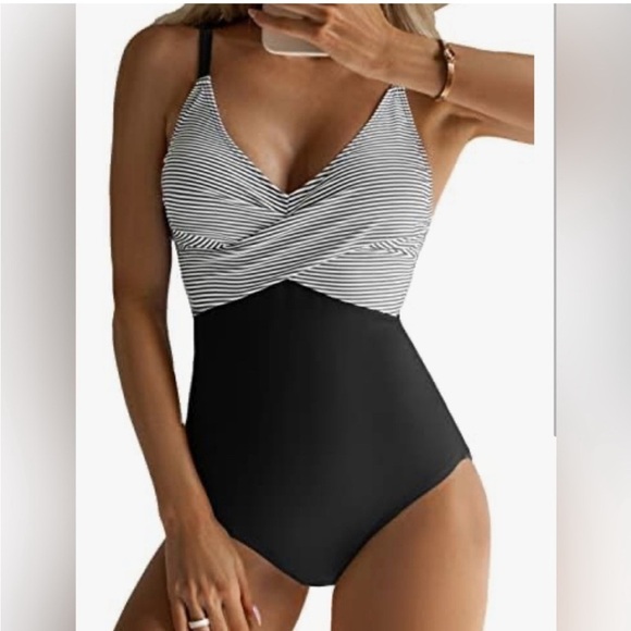 B2prity Women’s One Piece Swimsuit – Tummy Control, Front Cross Design - Picture 1 of 6
